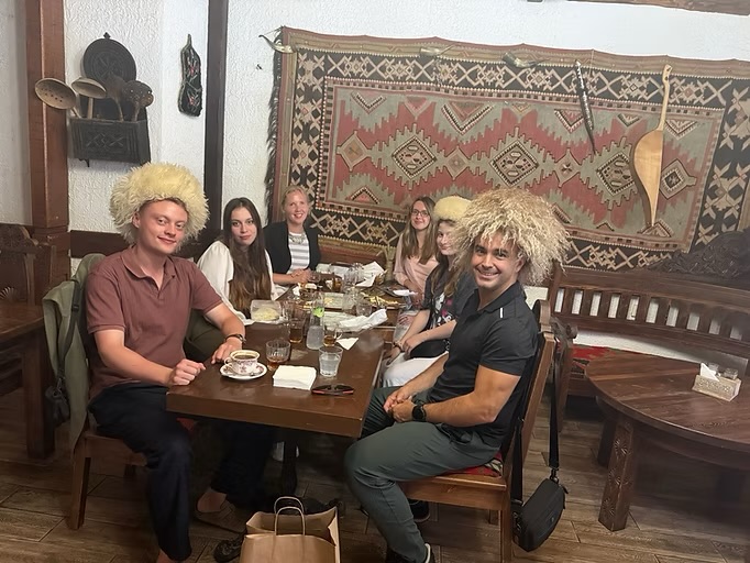 Papakhas at dinner