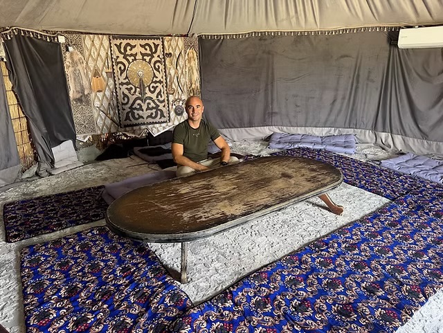 Traditional welcome in a guest tent